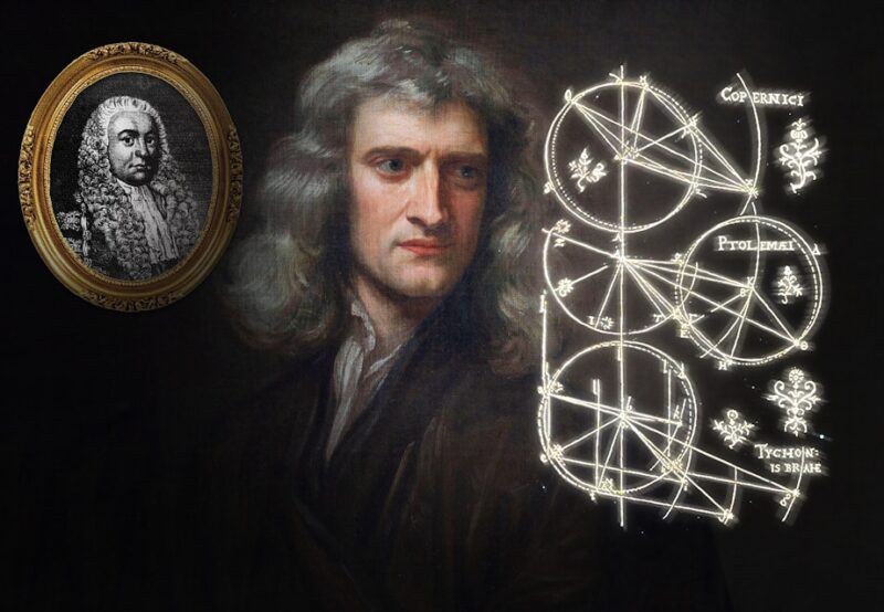 Newton og Hook med Keplers planetbaner