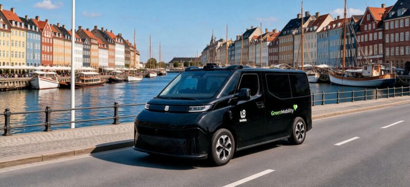 Computerskabt billede af Kia PV5 i Nyhavn.
