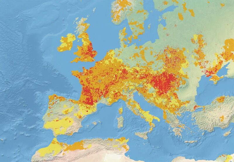 Kort over tørke i Europa juli 2026
