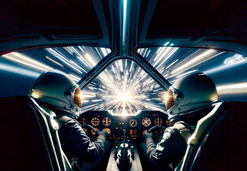 To astronauter i et rumskib på vej mod verdens ende